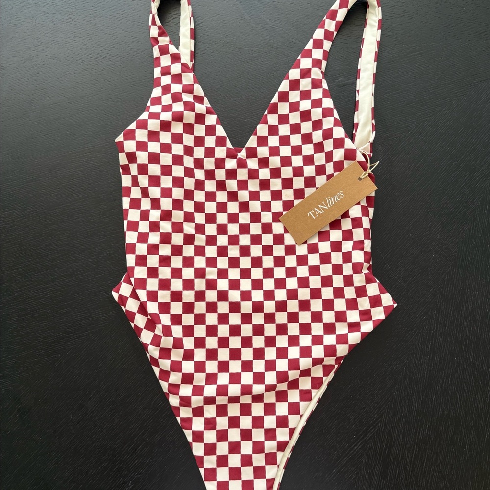Rivi Suit- Vintage Checkered One Piece Swimsuit - Tanlines